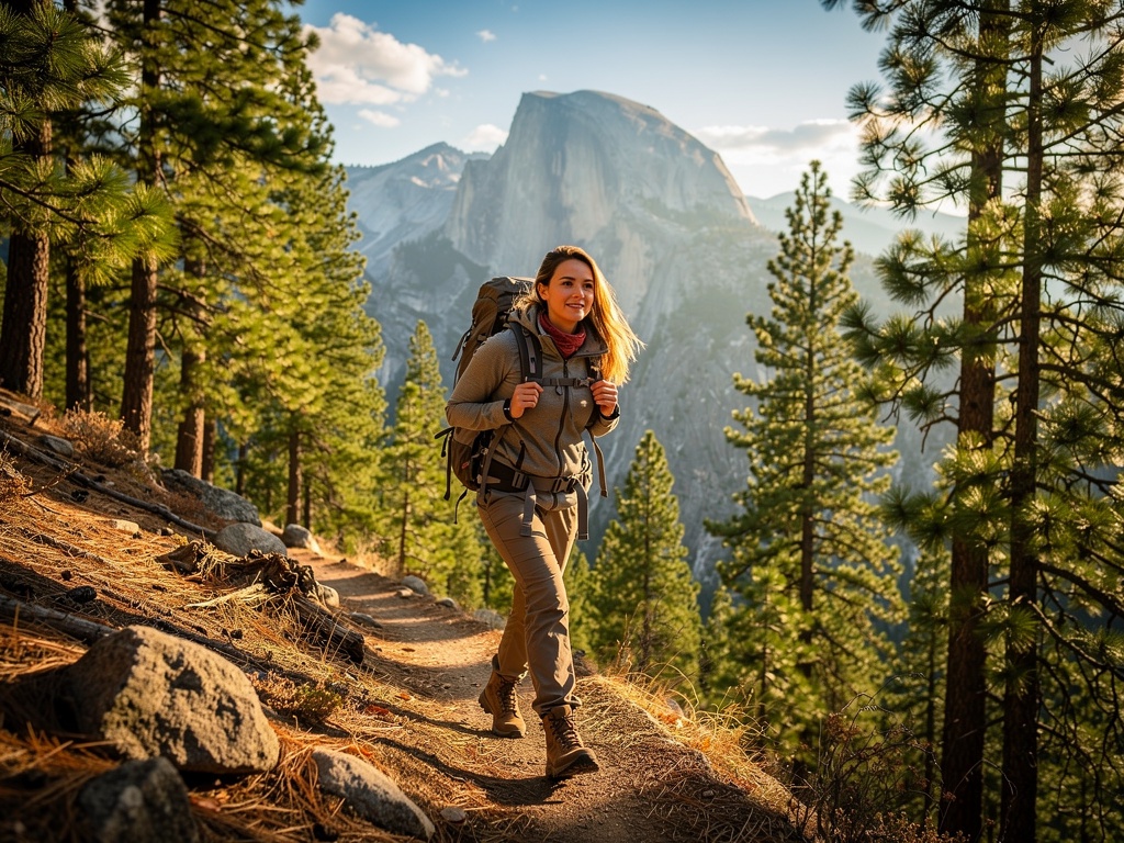 Young woman hiking in Yosemite National Park